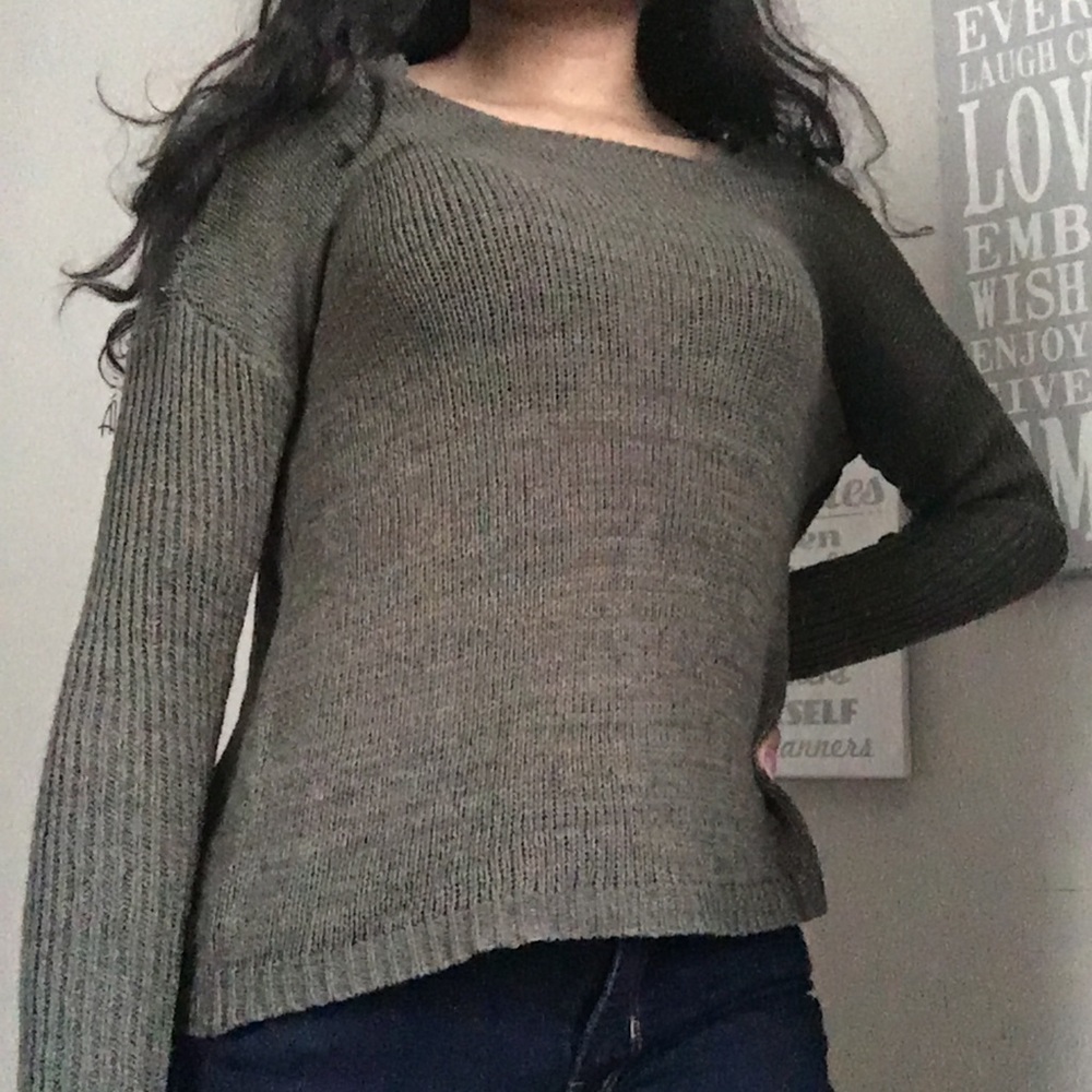 Army Green Strappy Back Sweater